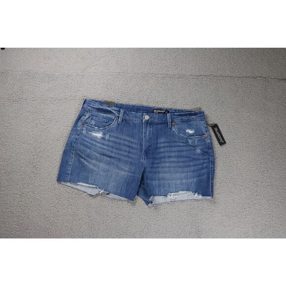 BlankNYC Shorts Womens 20W Astor Cut-off Blue Denim Stretch New - Picture 1 of 6